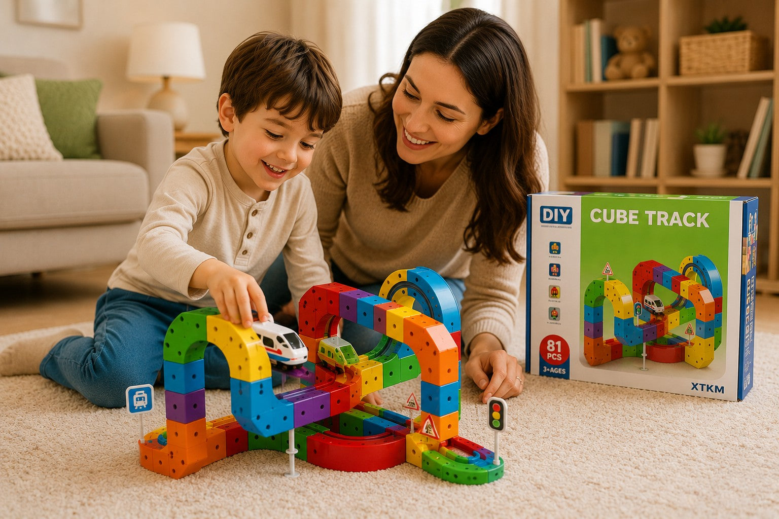 JoyMakers™ Cube Track – Magnetic Building Train Set