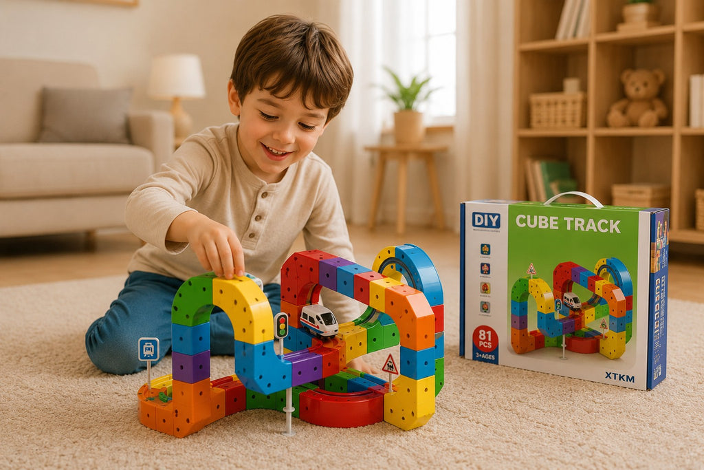 JoyMakers™ Cube Track – Magnetic Building Train Set