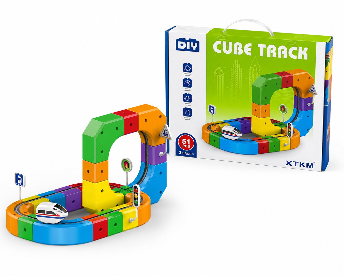 JoyMakers™ Cube Track – Magnetic Building Train Set