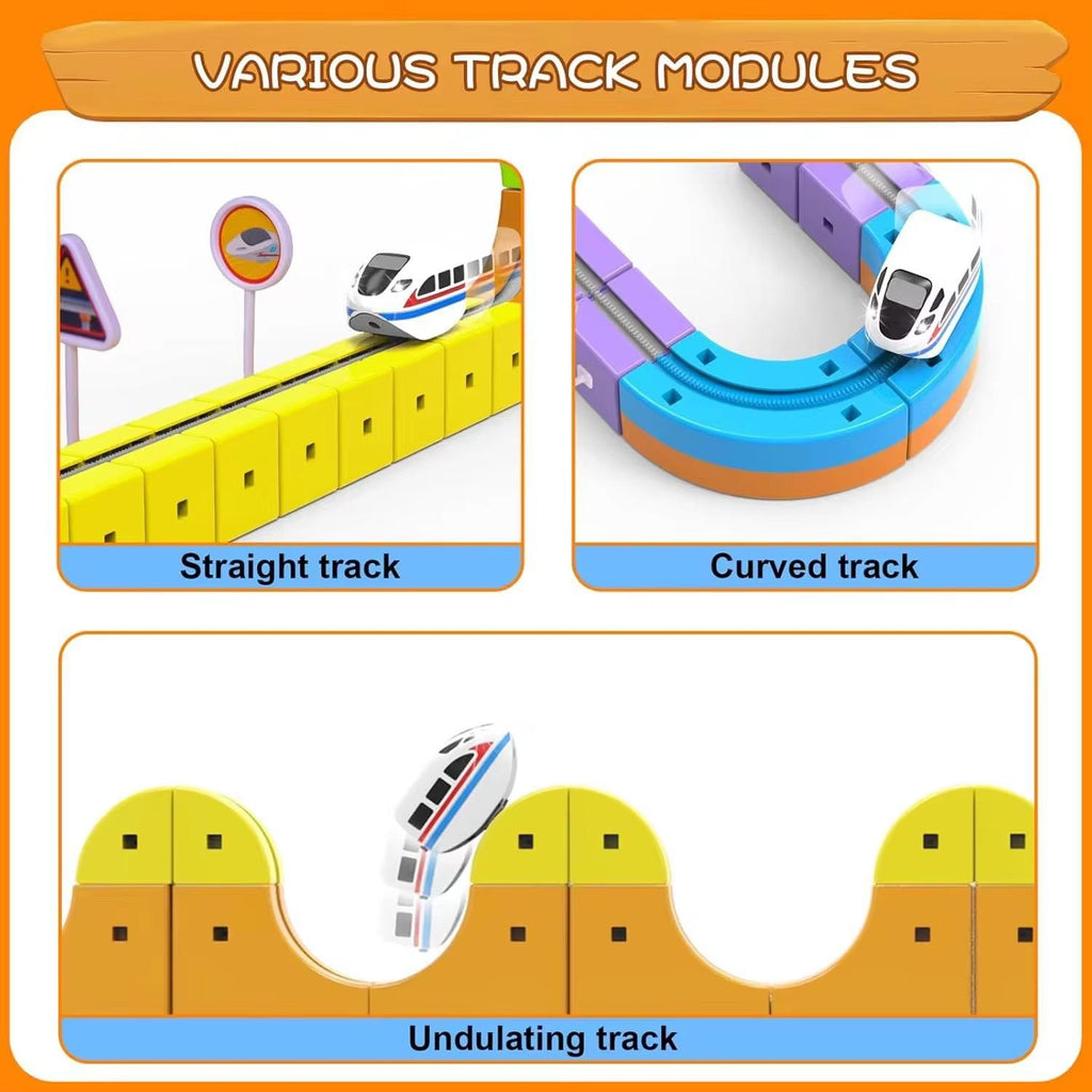 Different magnetic track modules for Cube Track toy